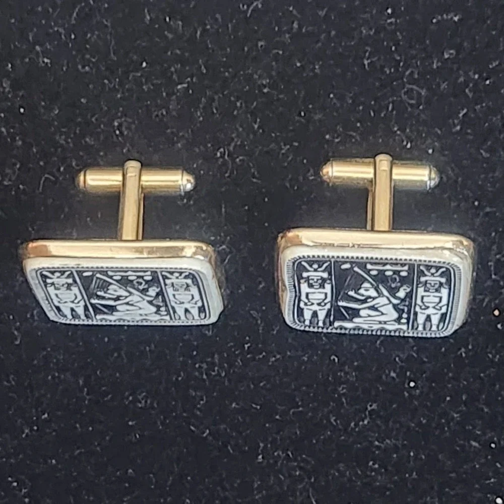 Egyptian Revival Panel‎ Cufflinks